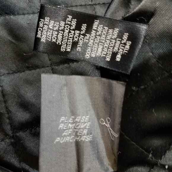 Coft & Barrow black leather winter jacket with removable faux fur trimmed hood. - Picture 8 of 13